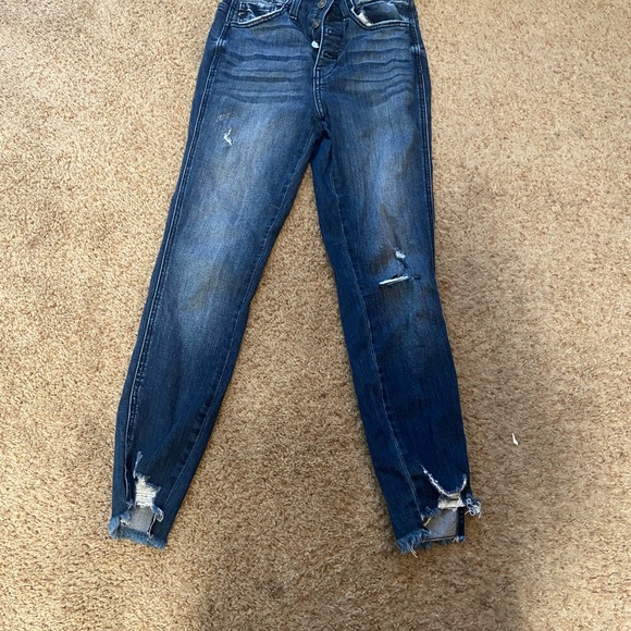 High rise frayed bottom skinny jeans - Picture 2 of 5